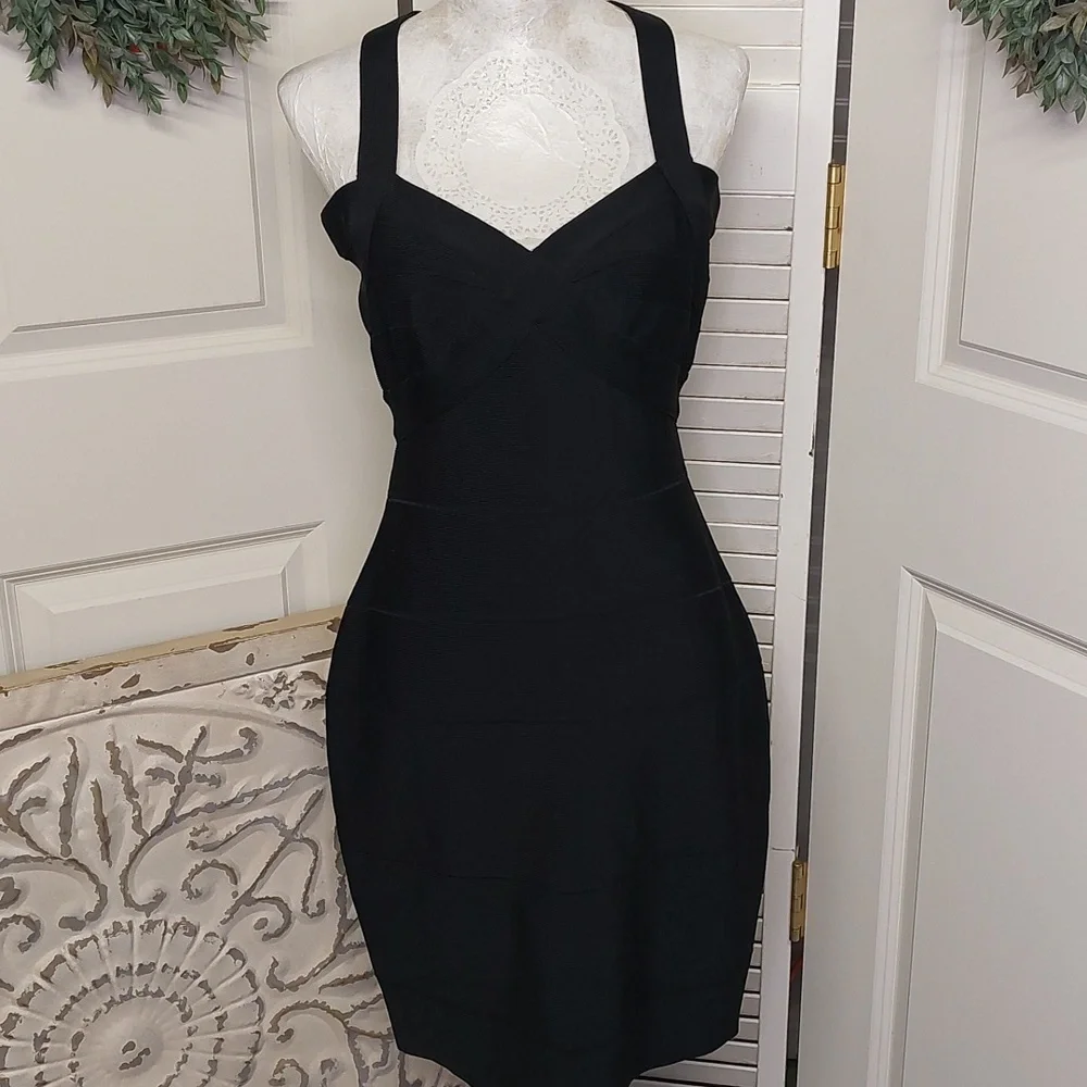Alex & Eve Black Bodycon Bandage Dress Size 10 - Picture 10 of 10